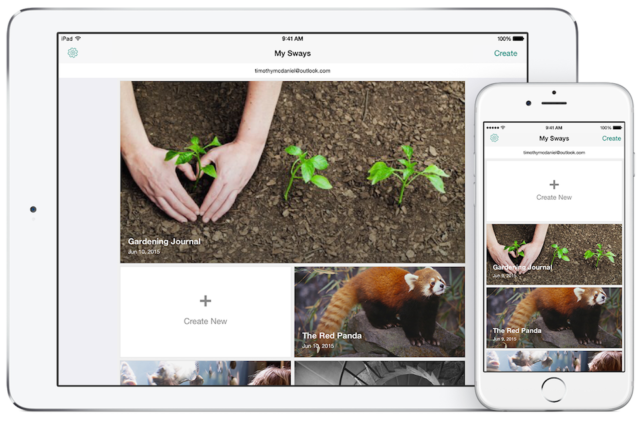 iPad ve iPhone için Sway Uygulaması iPad ve iPhone için Sway Uygulaması